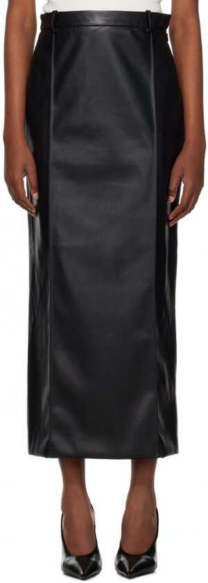 Черная юбка-миди из искусственной кожи Classico Esse Studios