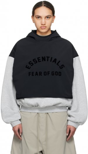 Серо-черная толстовка с капюшоном , цвет Light grey/Black Fear Of God Essentials