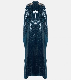 Платье с накидкой и пайетками , синий Erdem