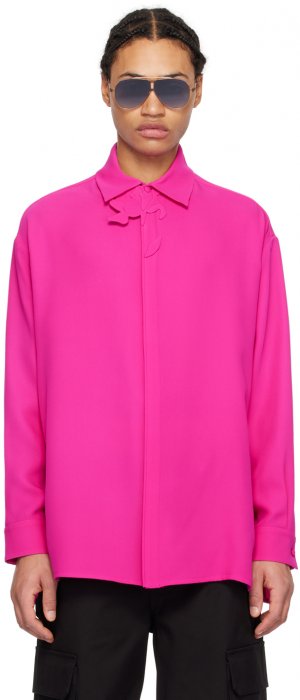 Розовая рубашка с аппликацией Valentino