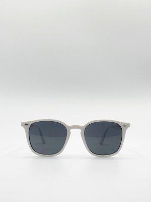Классические квадратные солнцезащитные очки в стиле преппи с каплевидной переносицей, белый SVNX