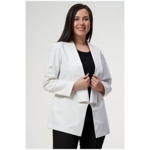 Жакет-пиджак женский однотонный их хлопка с длинным рукавом plus size (большие размеры) Белый OL/2102001-52 OLS. Цвет: белый
