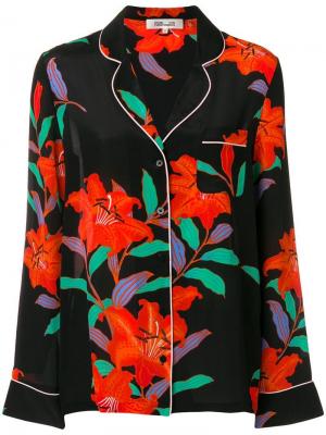 Пижамная рубашка с цветочным принтом Dvf Diane Von Furstenberg. Цвет: черный