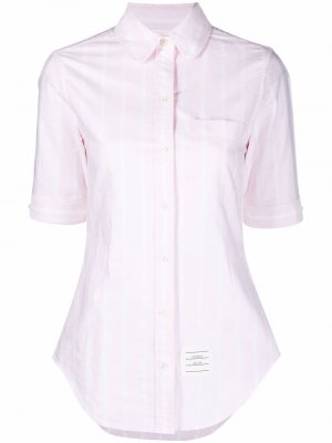 Полосатая рубашка строгого кроя Thom Browne. Цвет: розовый
