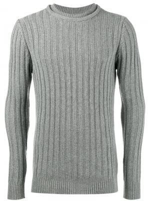 Ребристый трикотажный свитер с круглым вырезом Lot78. Цвет: серый