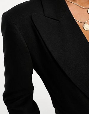 Черный удлиненный пиджак ASOS DESIGN Petite