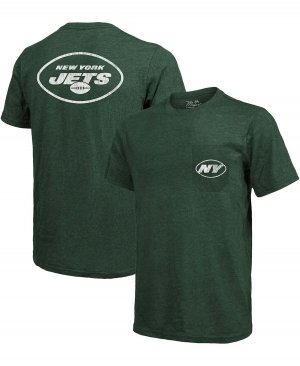 Футболка с карманом tri-blend new york jets - зеленая меланжевая ткань , зеленый Majestic