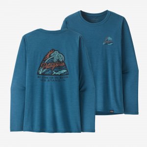 Женская рубашка Capilene Cool с длинными рукавами и рисунком на каждый день — Waters , цвет Bayou Badge: Wavy Blue X-Dye Patagonia