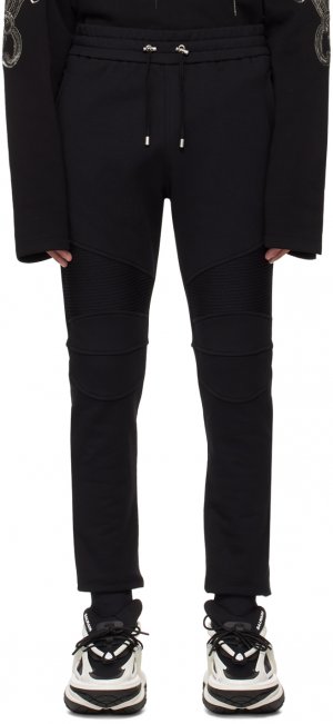 Черные спортивные штаны с флоковым принтом Balmain