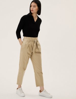 Брюки-конусообразные хлопковые брюки с пышной юбкой Marks & Spencer