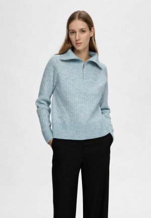 Вязаный свитер HALF-ZIP , цвет cashmere blue Selected Femme