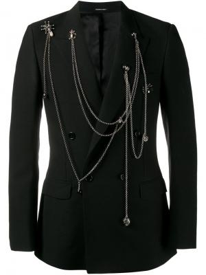 Пиджак с декоративными цепочками Alexander McQueen. Цвет: чёрный