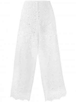 Укороченные брюки из цветочного кружева Ermanno Scervino. Цвет: белый