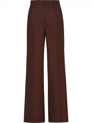 Расклешенные брюки с завышенной талией Prada. Цвет: коричневый