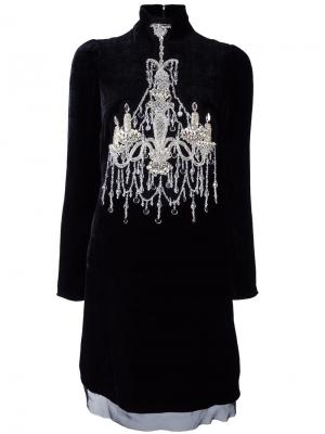 Бархатное платье с принтом люстры Dolce & Gabbana. Цвет: чёрный
