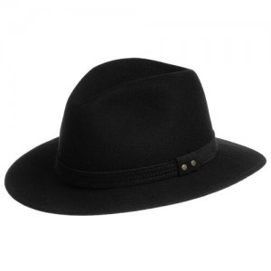 Шляпа федора, шерсть, утепленная, размер 61, черный Laird. Цвет: черный