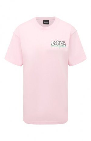 Хлопковая футболка Comme des Fuckdown. Цвет: розовый