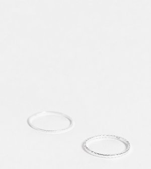 Набор из 2 колец стерлингового серебра с плетеным дизайном -Серебристый Kingsley Ryan Curve