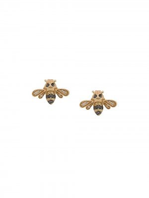 14kt gold diamond and sapphire bumble bee stud earrings Sydney Evan. Цвет: золотистый