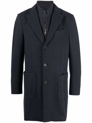 Однобортное пальто с накладными карманами Corneliani. Цвет: синий