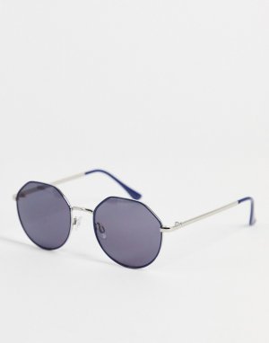 Круглые солнцезащитные очки синего цвета Agenda-Серебристый AJ Morgan