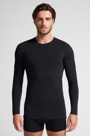 Рубашка с длинным рукавом ROUND NECK , цвет black Intimissimi