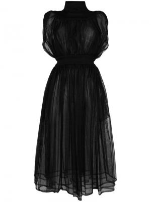 Длинное присборенное платье Comme Des Garçons Noir Kei Ninomiya. Цвет: черный