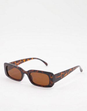 Темно-коричневые солнцезащитные очки в прямоугольной оправе -Коричневый цвет New Look