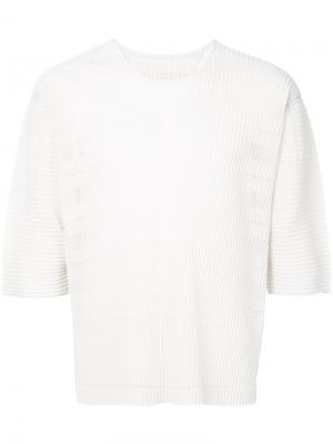 Плиссированный пуловер с сетчатыми вставками Homme Plissé Issey Miyake. Цвет: белый