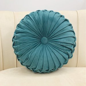 Декоративная подушка со складкой круглый SHEIN. Цвет: бирюзовый