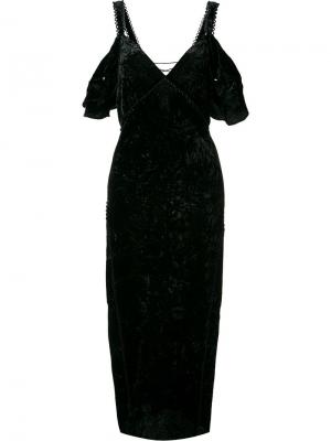 Платье миди с открытыми плечами Rachel Zoe. Цвет: чёрный
