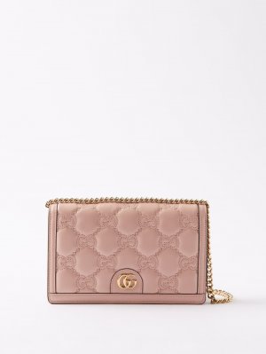 Сумка-кошелек из кожи матлассе с тиснением gg , розовый Gucci