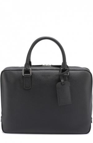 Кожаная сумка для ноутбука Giorgio Armani. Цвет: черный