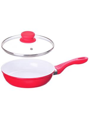 Сковорода с керамическим покрытием (газ/электро/индукция), D 20 см FRANK MOLLER. Цвет: красный