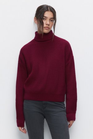 Свитер RibSweater толстой вязки с воротником befree. Цвет: бордовый