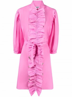 Ruffled belted shirtdress MSGM. Цвет: розовый