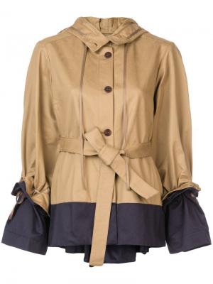 Куртка с контрастным дизайном и поясом Palmer / Harding. Цвет: коричневый
