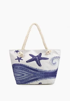Пляжная сумка женская BAG-46-11969-4, синий Rosedena. Цвет: синий; белый