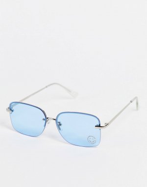 Синие солнцезащитные очки без оправы в стиле 90-х со стразами ASOS DESIGN