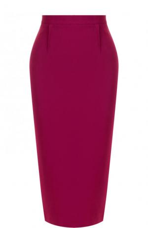 Однотонная шерстяная юбка-карандаш Roland Mouret. Цвет: фиолетовый