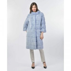 Пальто , норка, силуэт прямой, размер 36, голубой Manakas Frankfurt. Цвет: голубой