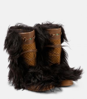 Зимние ботинки square g с меховой отделкой , бежевый Gucci