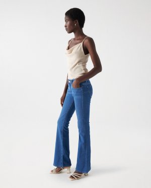 Женские джинсы-клеш Wonder с низкой посадкой и пуш-апом , синий Salsa Jeans