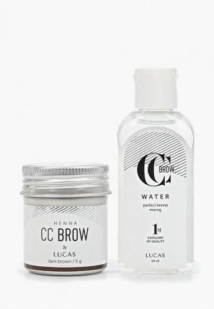 Набор для макияжа бровей CC Brow в баночке (темно-коричневый), 5 гр+ вода разведения хны. Цвет: коричневый