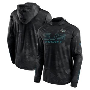 Мужской фирменный черный пуловер с капюшоном и камуфляжем для раздевалки San Jose Sharks Authentic Pro Fanatics