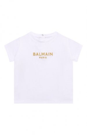 Хлопковая футболка Balmain. Цвет: белый