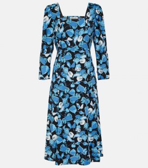 Платье миди joanna из крепа с цветочным принтом, синий Diane von Furstenberg
