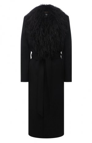 Шерстяное пальто Saint Laurent. Цвет: чёрный