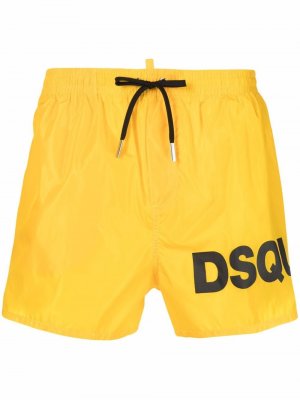 Плавки-шорты с кулиской и логотипом Dsquared2. Цвет: желтый