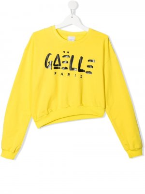 Толстовка асимметричного кроя с логотипом Gaelle Paris Kids. Цвет: желтый